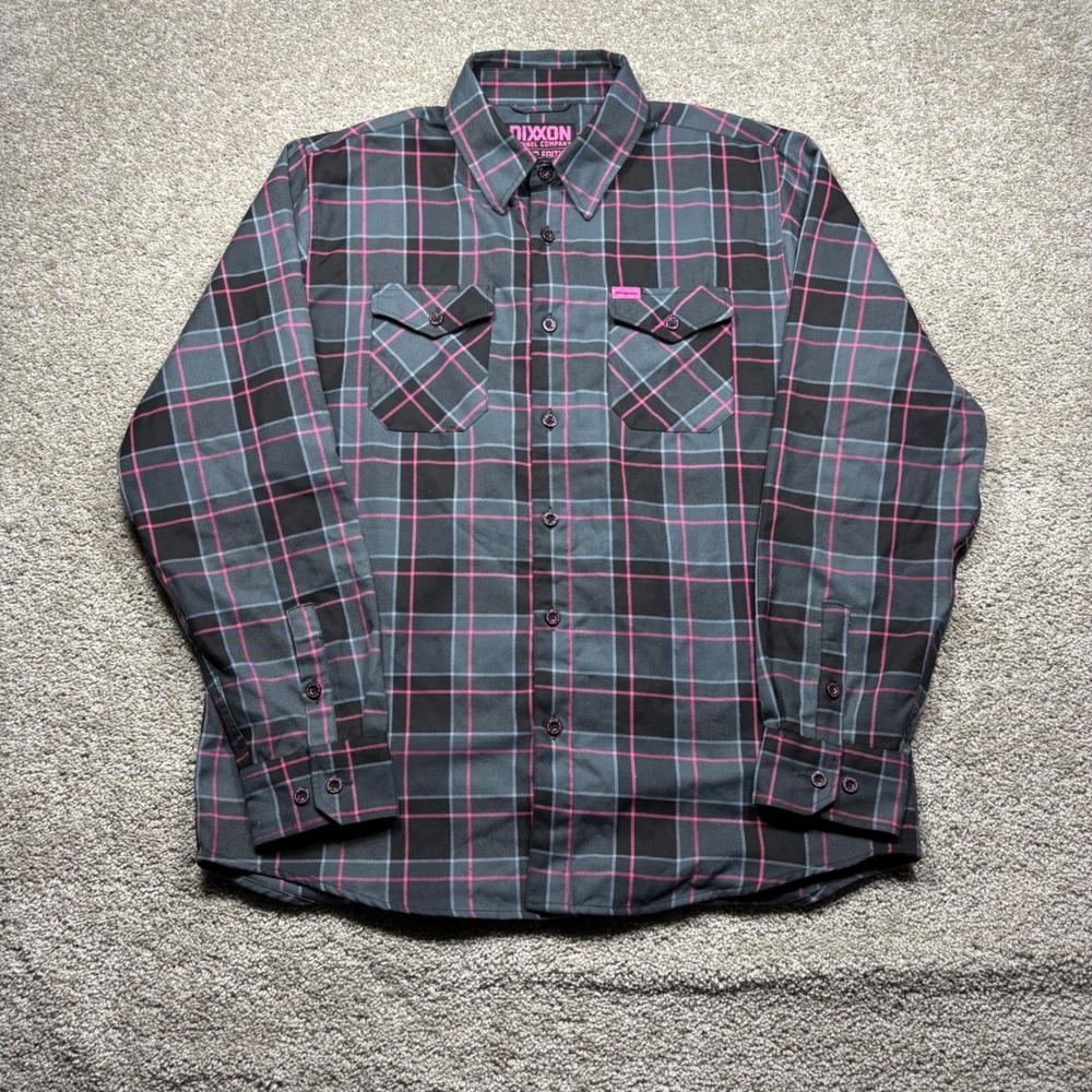 Dixxon Flannel Co Snap-On Limited Edition Grey Pink Plaid Button Down Shirt XL